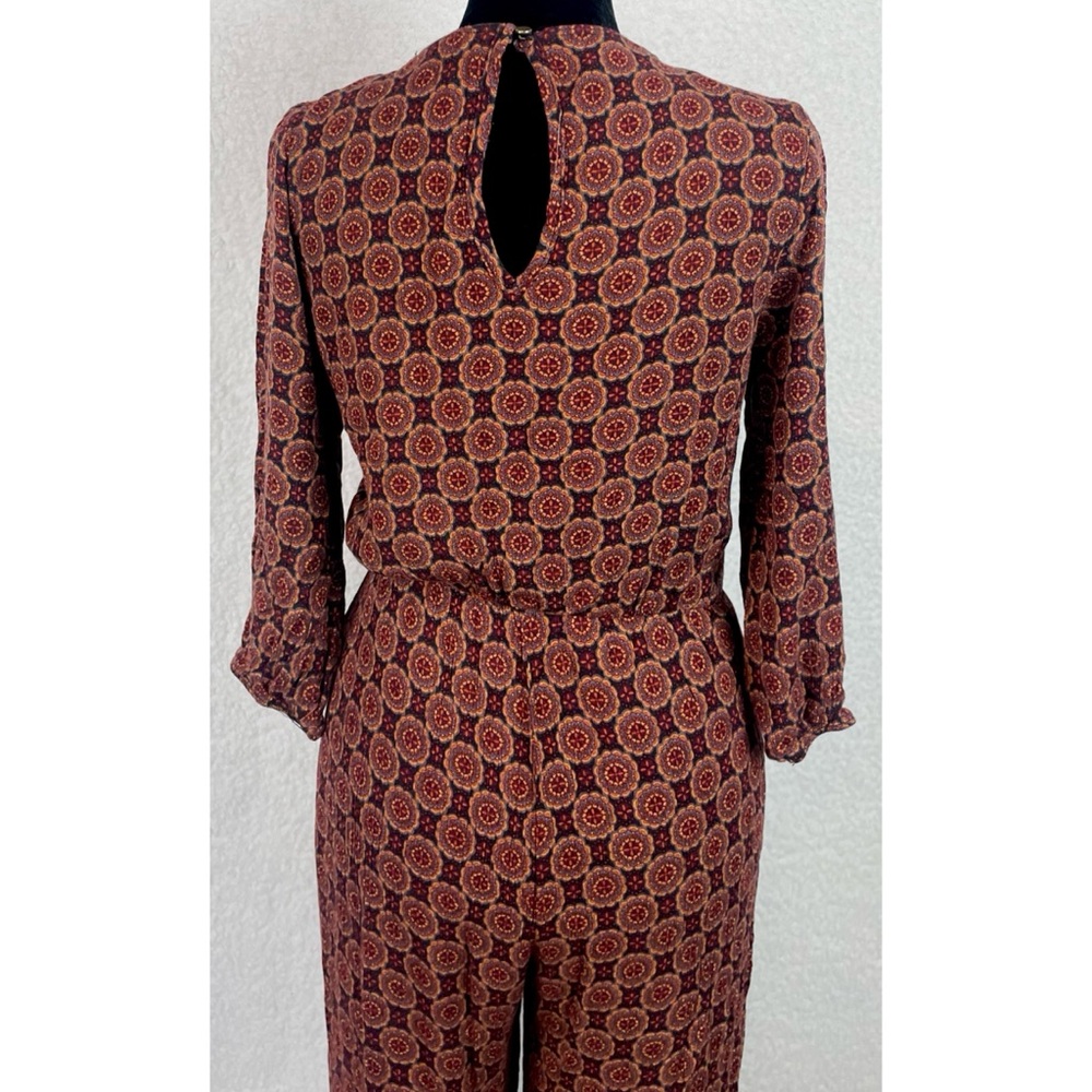 BLUE RAIN • Multicolored Bohemian Geometric Mandala Print V-neck Jumpsuit, S - Picture 11 of 16